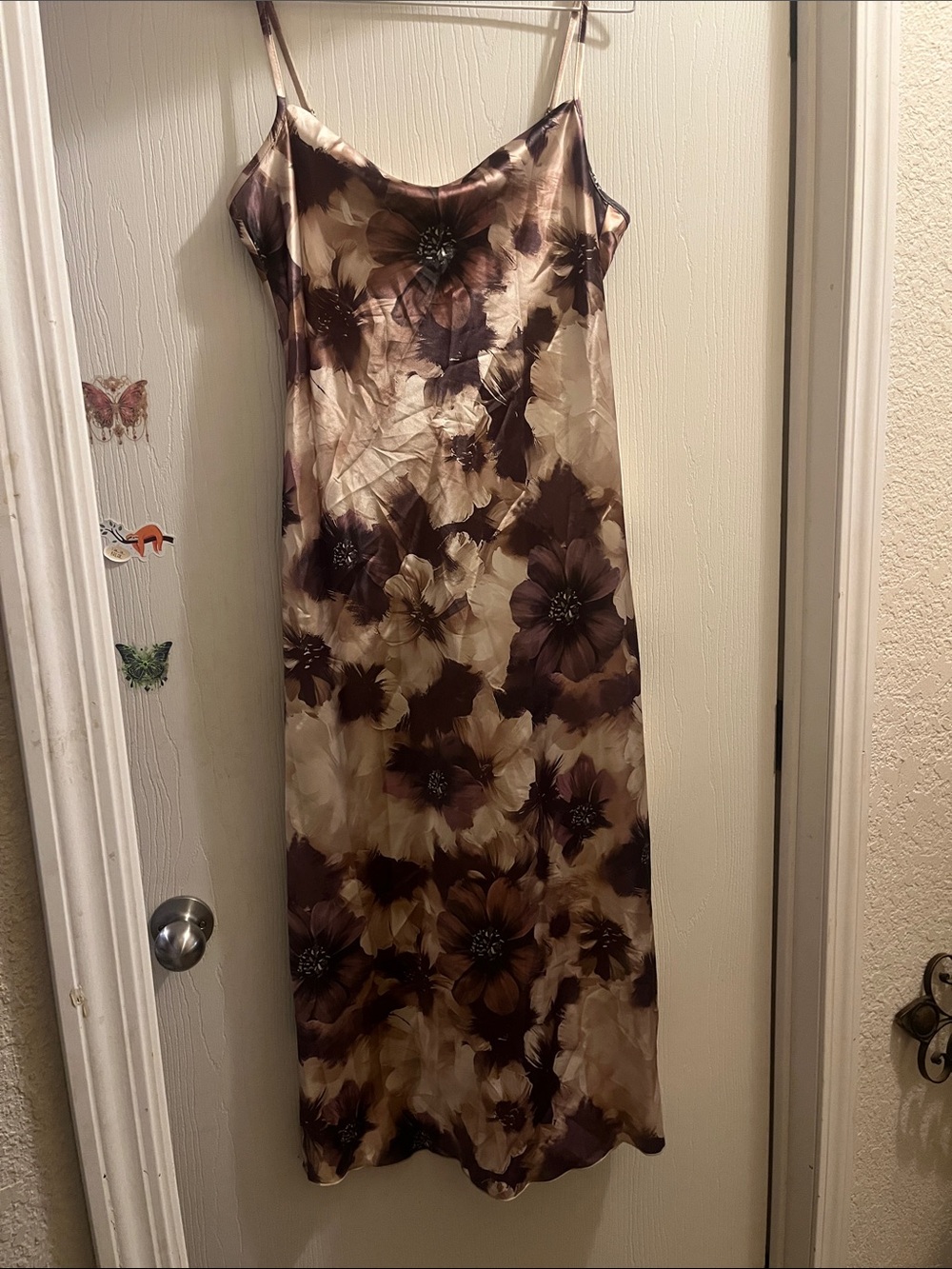 Floral Slip Dress in Brown and Cream